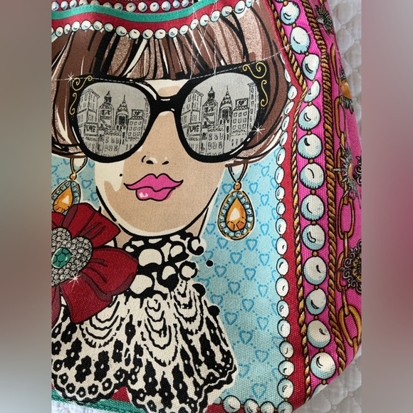 Brighton Blue and Pink Artistic Tote Bag - Picture 14 of 16